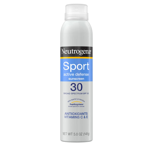Neutrogena Sport Active Defense SPF 30 Sunscreen Spray Sweat & Water Resistant Spray Sunscreen with Broad Spectrum UVA/UVB Sun Protection for Sunburn Prevention Oxybenzone-Free 5.0 oz