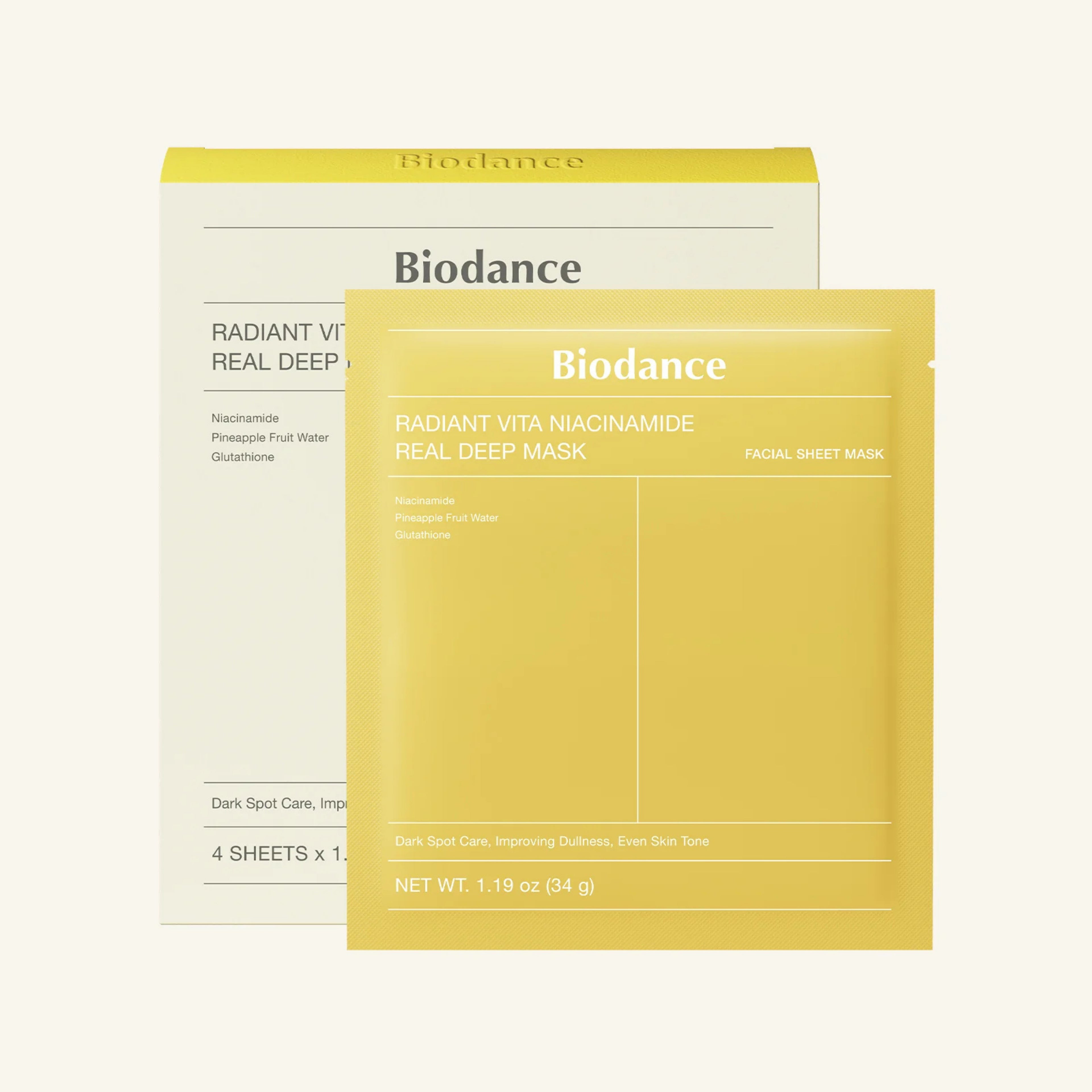 (4 PCS) Biodance Radiant Vita Niacinamide Real Deep Mask