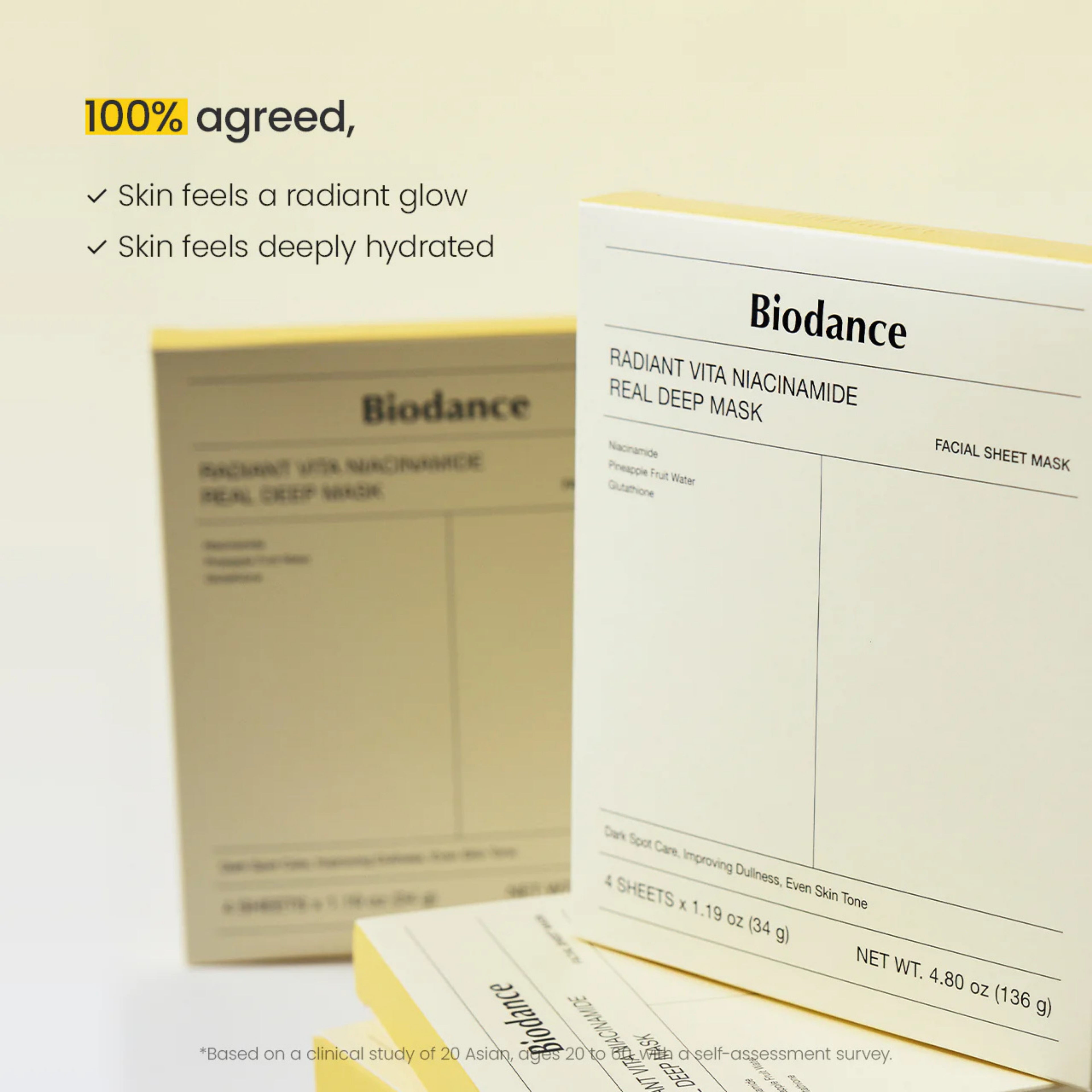 (4 PCS) Biodance Radiant Vita Niacinamide Real Deep Mask