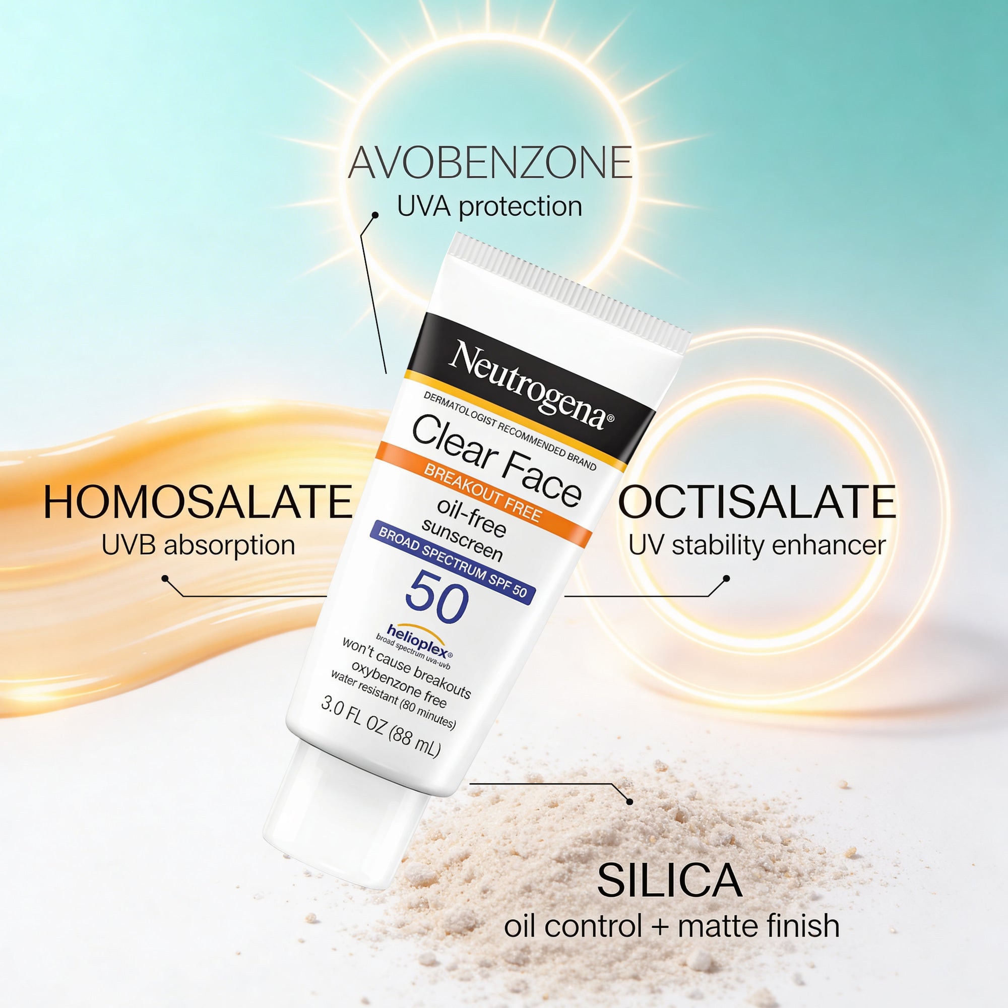 Neutrogena Clear Face SPF50 Sunscreen for Acne-Prone Skin