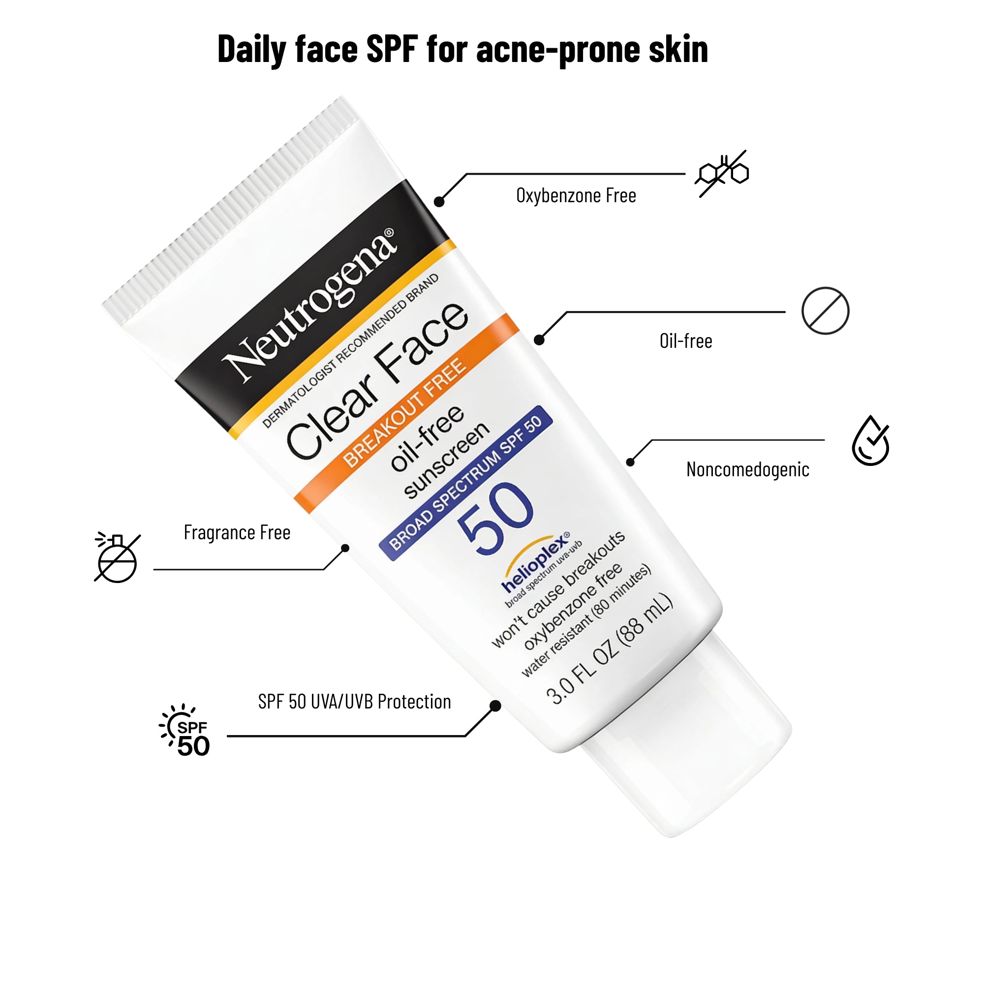 Neutrogena Clear Face SPF50 Sunscreen for Acne-Prone Skin