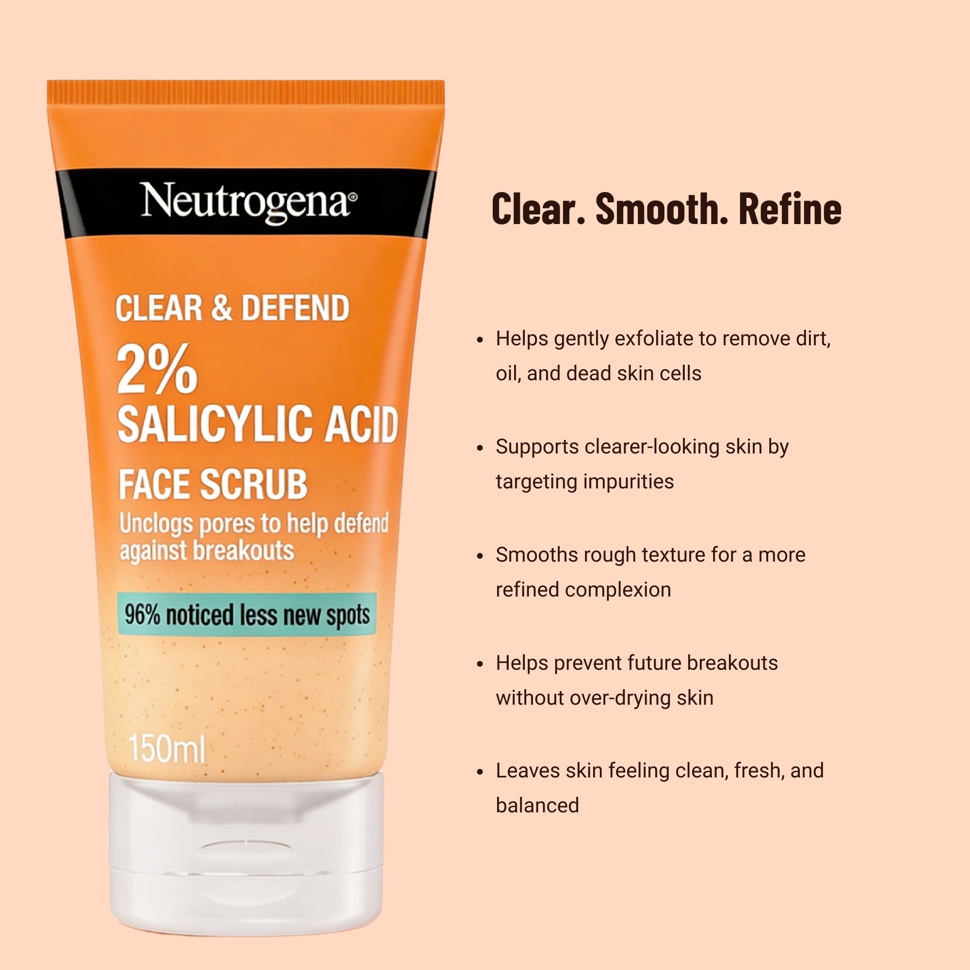 Neutrogena Clear and Defend Face Scrub for Acne & Congestion