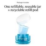 Neutrogena Hydro Boost water gel packaging with refillable jar and recyclable refill pod on a white background.
