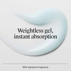 Weightless gel with text on a light gray background