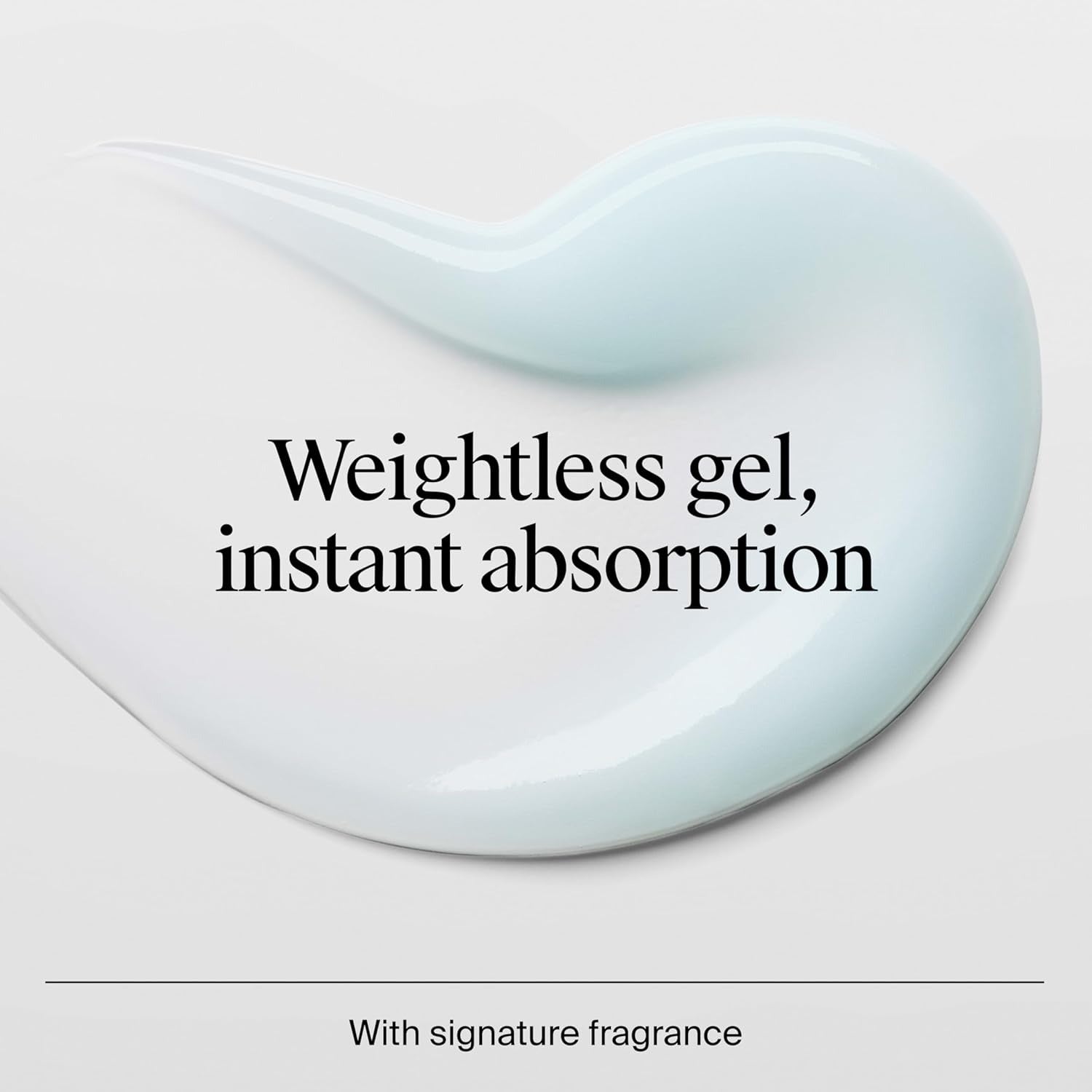 Weightless gel with text on a light gray background
