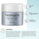 Neutrogena Rapid Wrinkle Repair cream jar with product details on a light blue background
