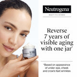 Neutrogena retinol cream with a model holding it, and text claiming to reverse visible aging.