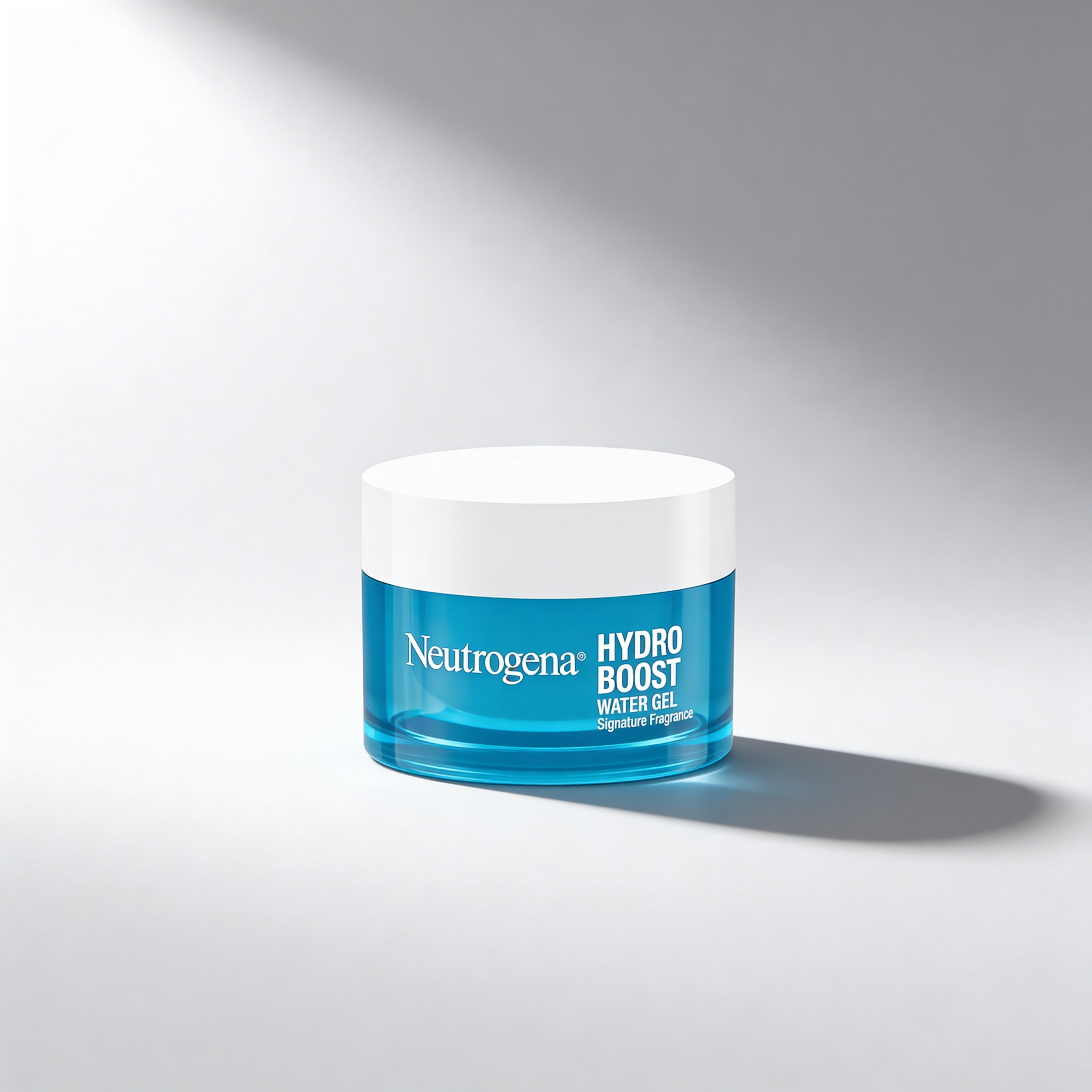 Neutrogena Hydro Boost water gel jar on a gray background