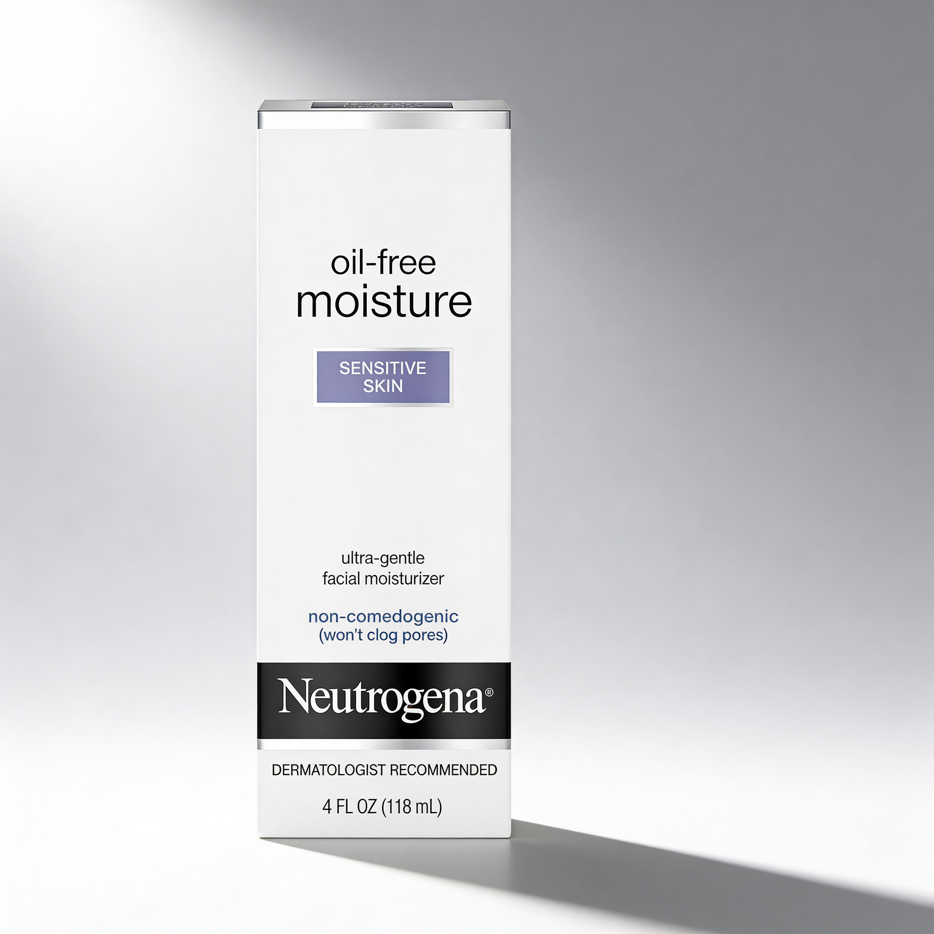 Neutrogena oil-free moisture facial moisturizer for sensitive skin on a gray background
