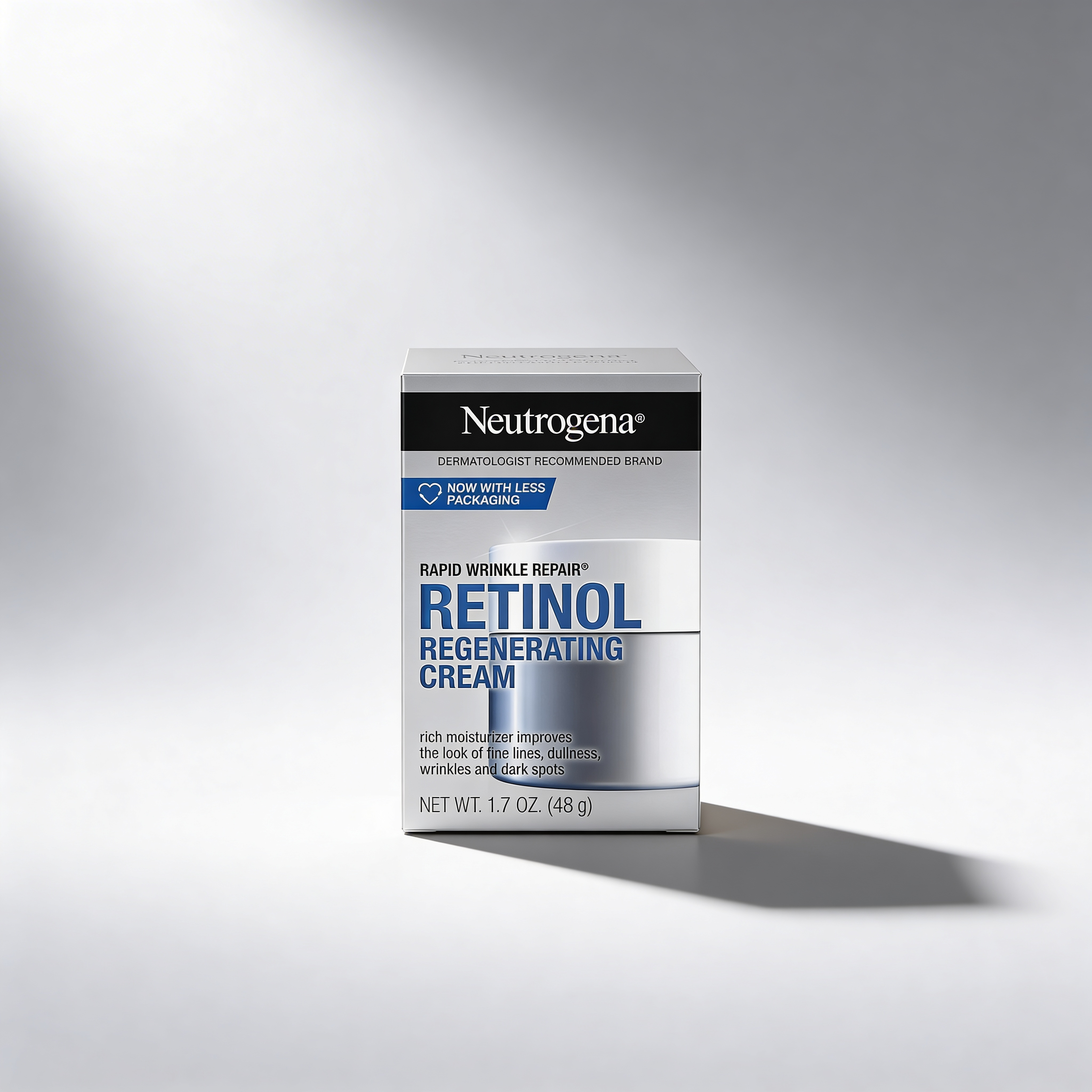 Neutrogena Retinol Regenerating Cream packaging on a gray background