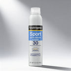 Neutrogena Sport active defense sunscreen spray bottle on a gray background