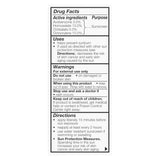 Sunscreen product label with active ingredients, purpose, uses, warnings, and directions.