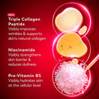 Cosmetic product with ingredients on a red background