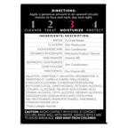 Skincare product label with directions, ingredients, and cautions on a white background