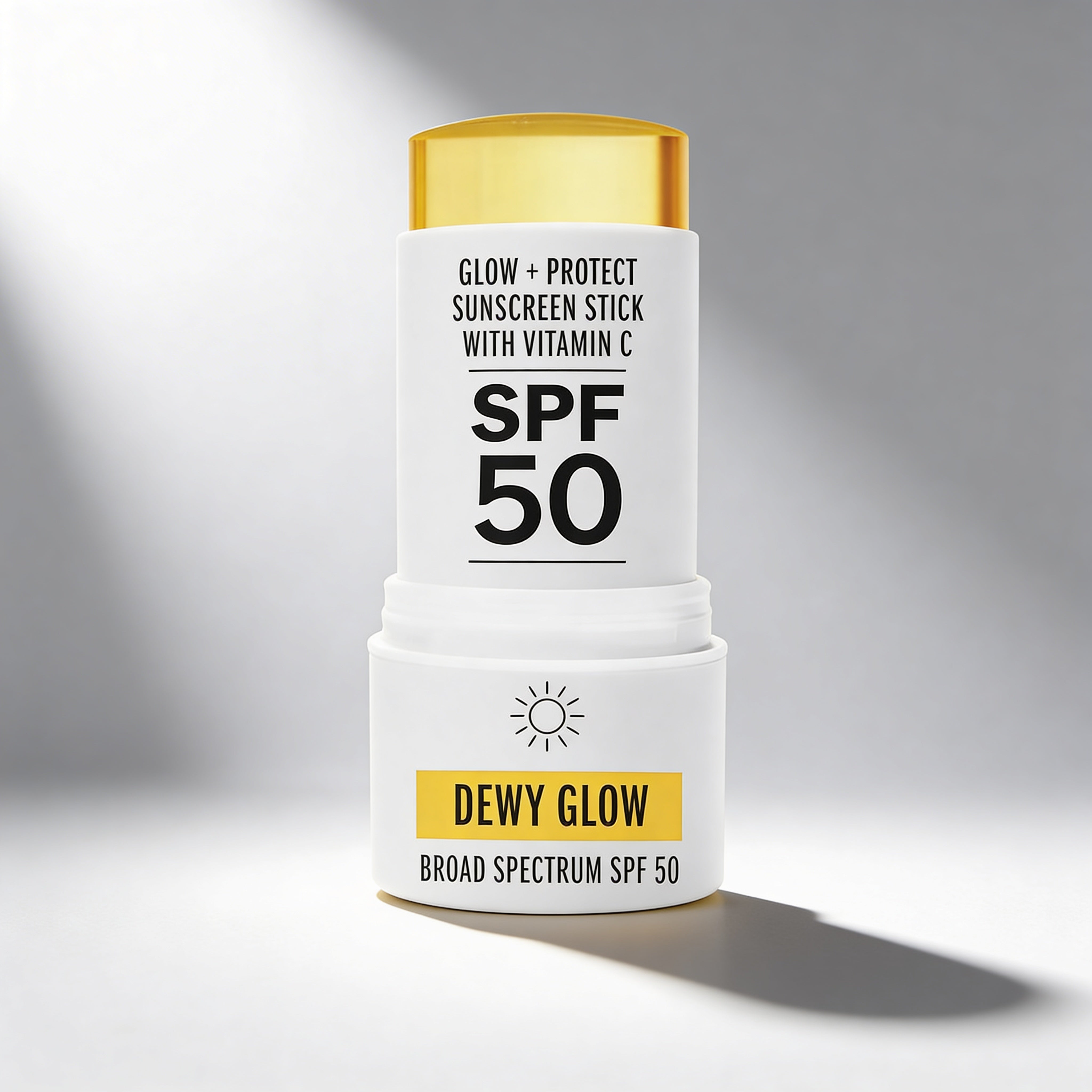 Sunscreen stick with SPF 50 on a gray background