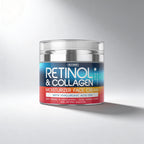 Mooskin Retinol & Collagen moisturizer face cream jar on a gray background