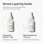 Two bottles of The Ordinary serum with text on a white background